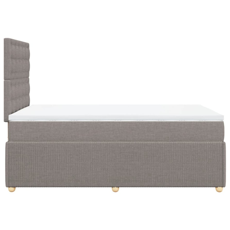 Cama box spring con colchón tela gris taupe 120x190