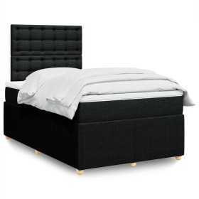 Cama box spring con colchón tela negro 120x200