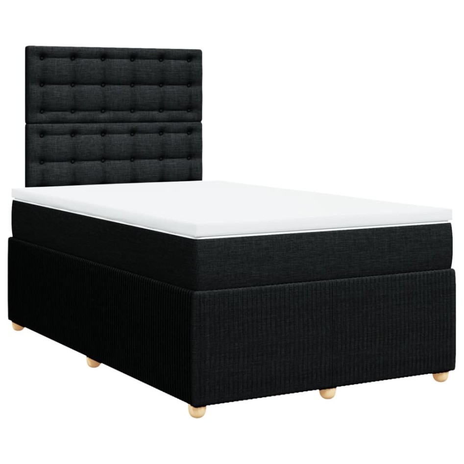 Cama box spring con colchón tela negro 120x200