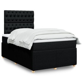 Cama box spring con colchón tela negro 120x200