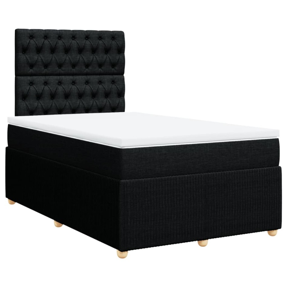Cama box spring con colchón tela negro 120x200