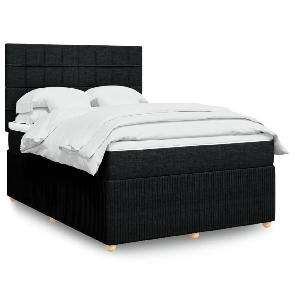 Cama box spring con colchón tela negro 140x190