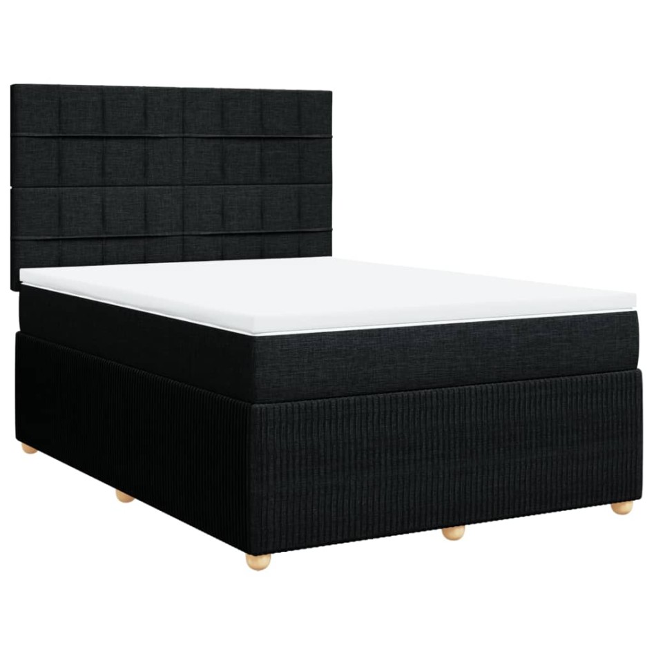 Cama box spring con colchón tela negro 140x190