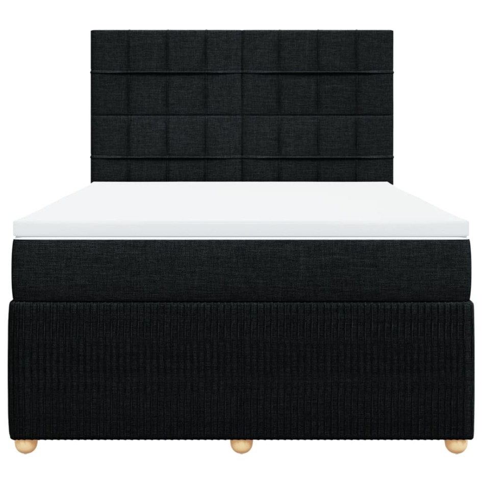 Cama box spring con colchón tela negro 140x190