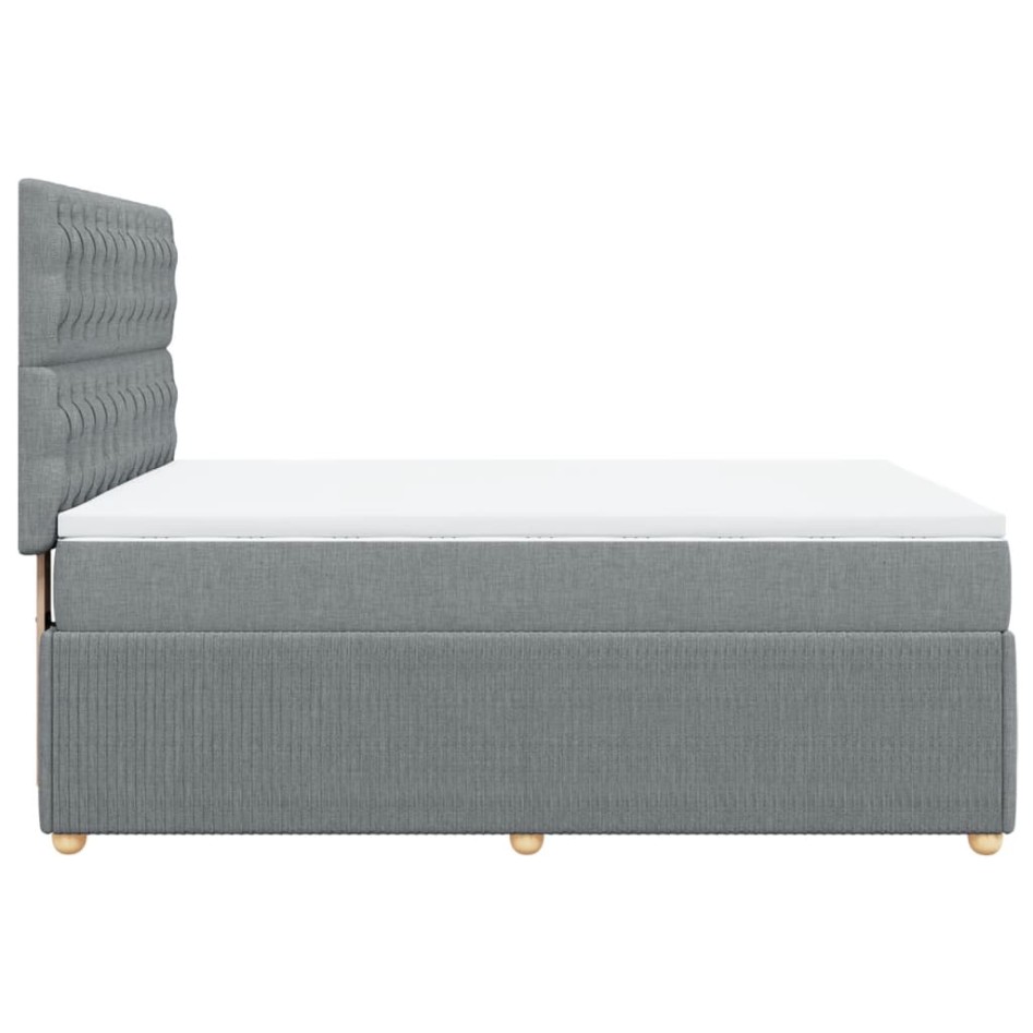 Cama box spring con colchón tela gris claro 140x190