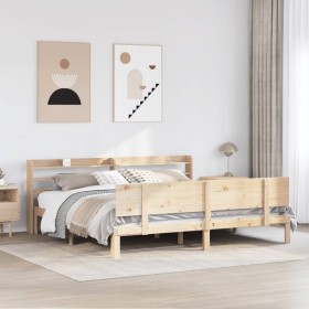 Estructura de cama con cabecero madera maciza de pino
