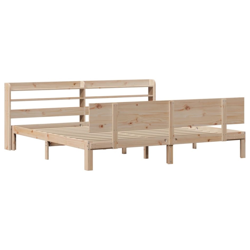 Estructura de cama con cabecero madera maciza de pino