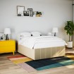 Cama sin colchón tela color crema 160x200 cm