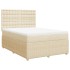 Cama box spring con colchón tela color crema 140x190