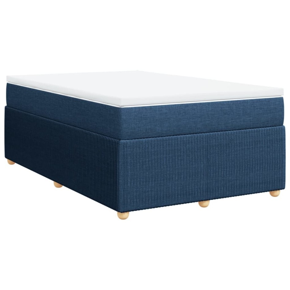 Cama box spring con colchón tela azul 120x190