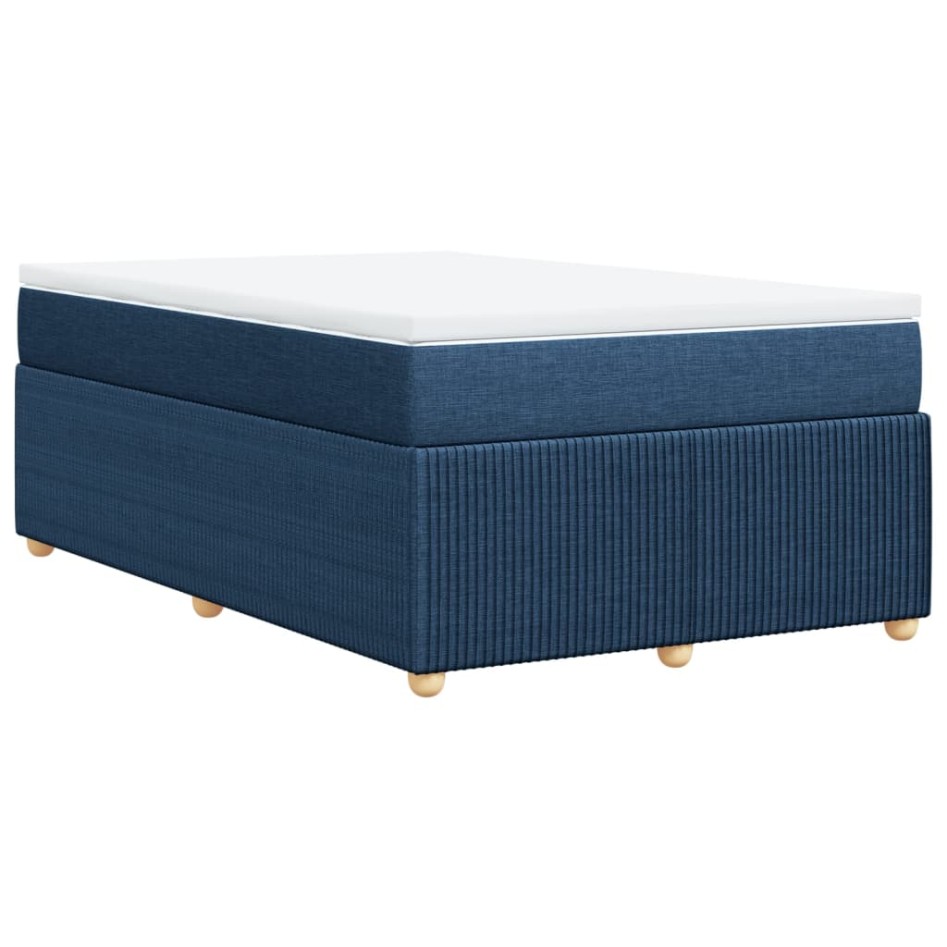 Cama box spring con colchón tela azul 120x190
