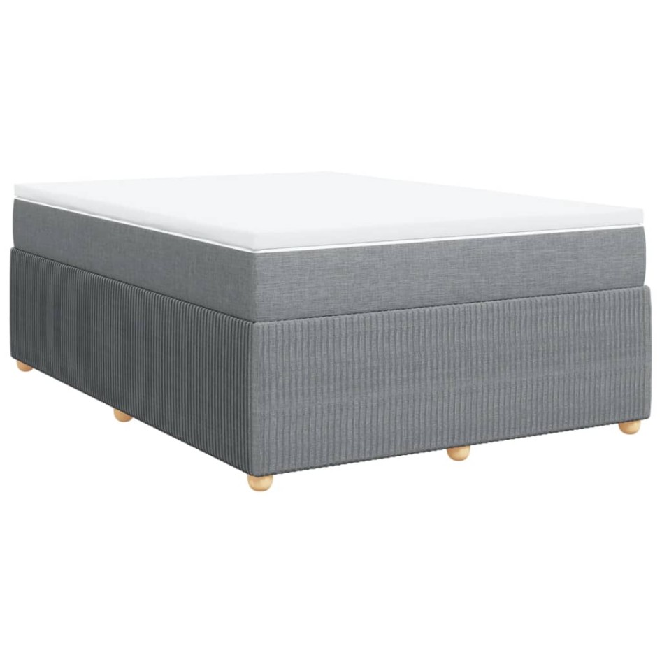 Cama box spring con colchón tela gris claro 140x190