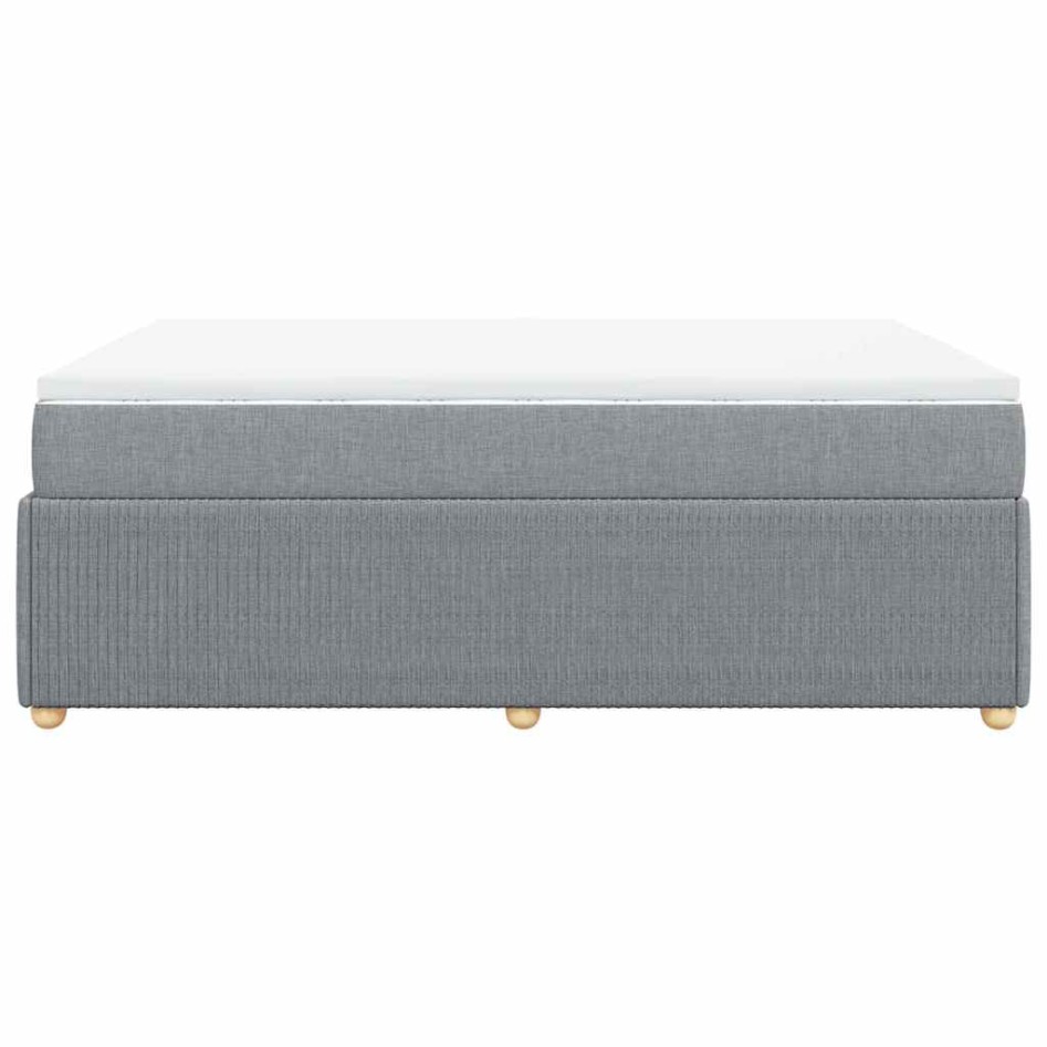 Cama box spring con colchón tela gris claro 140x190