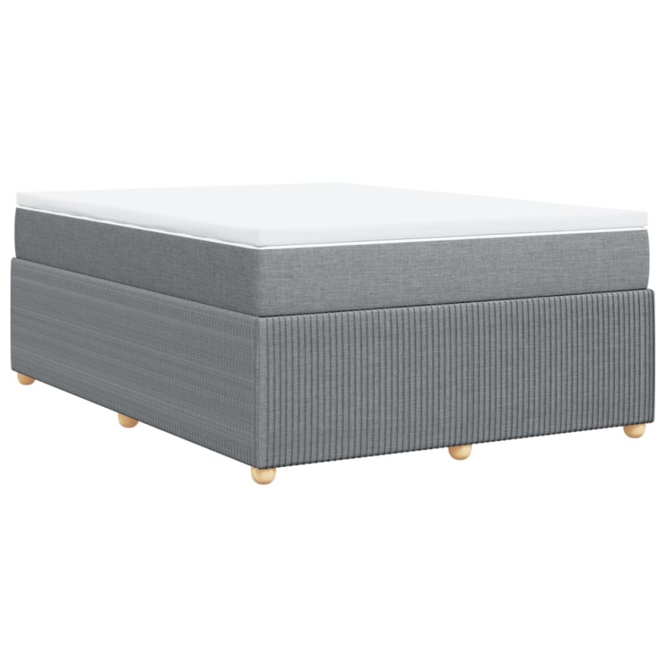 Cama box spring con colchón tela gris claro 140x190