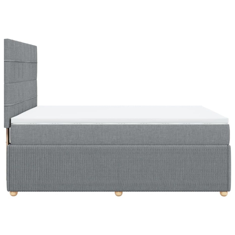 Cama box spring con colchón tela gris claro 140x190