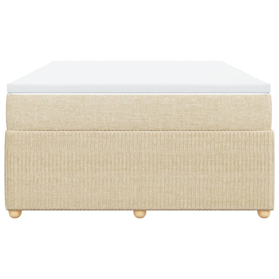 Cama box spring con colchón tela color crema 160x200
