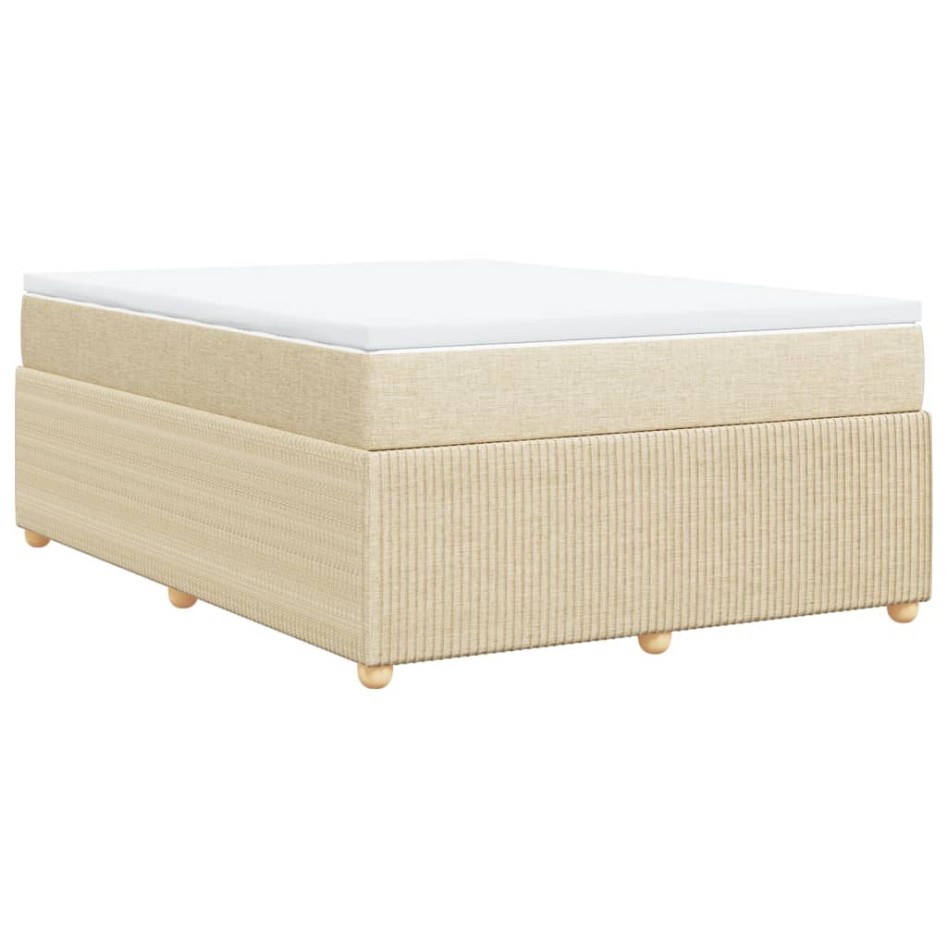 Cama box spring con colchón tela color crema 160x200