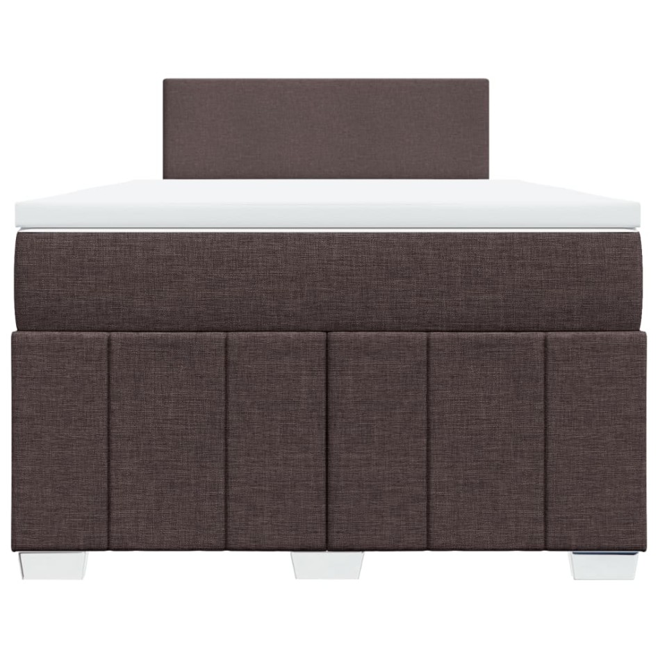 Cama box spring con colchón tela marrón oscuro 120x200