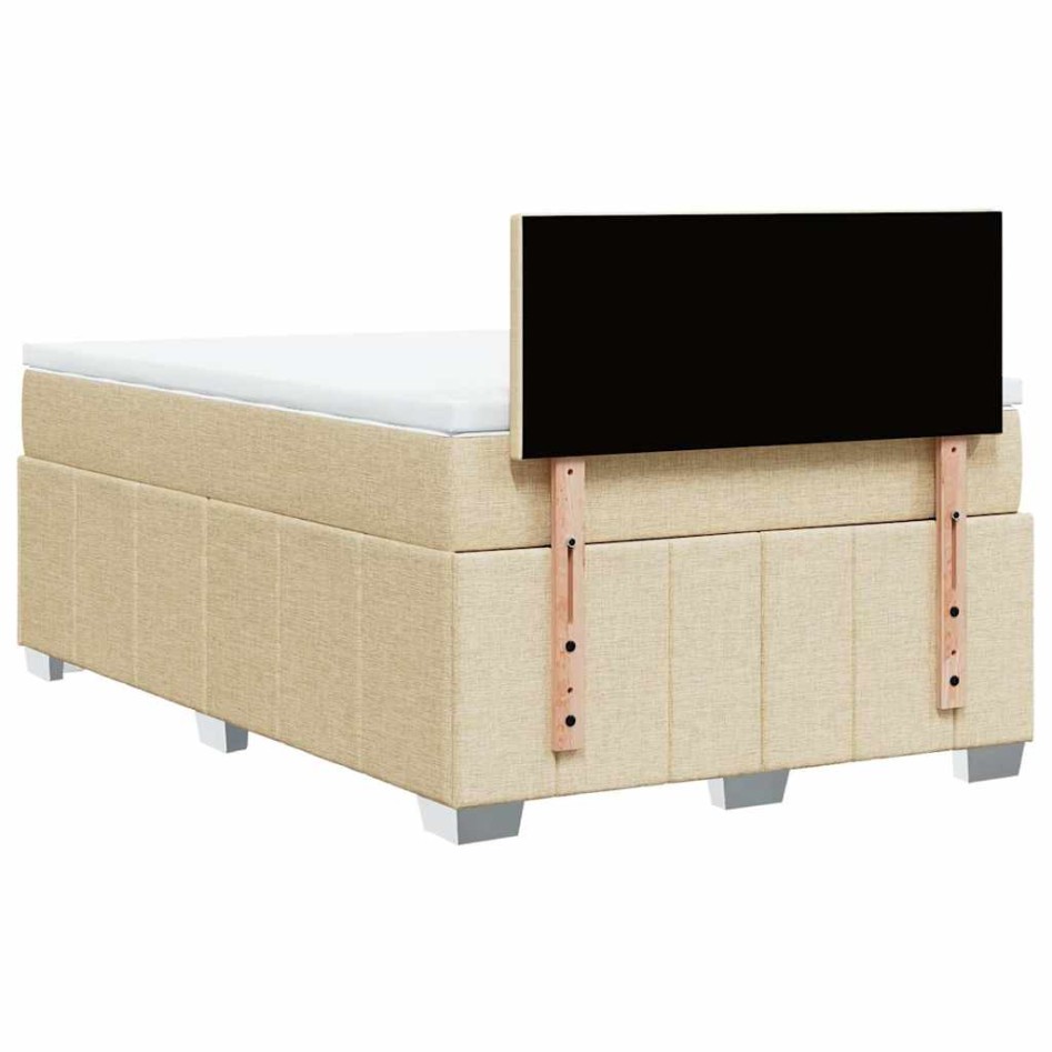 Cama box spring con colchón tela color crema 120x200