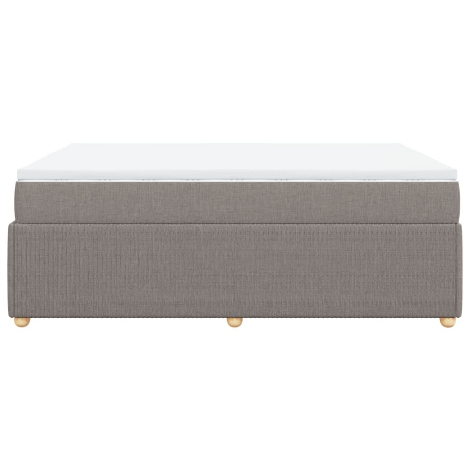 Cama box spring con colchón tela gris taupe 140x200