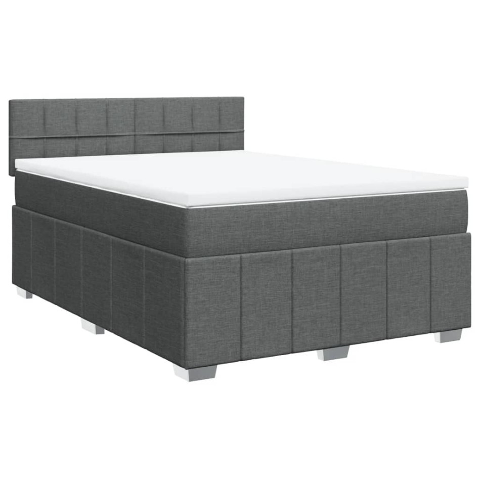 Cama box spring con colchón tela gris oscuro 160x200