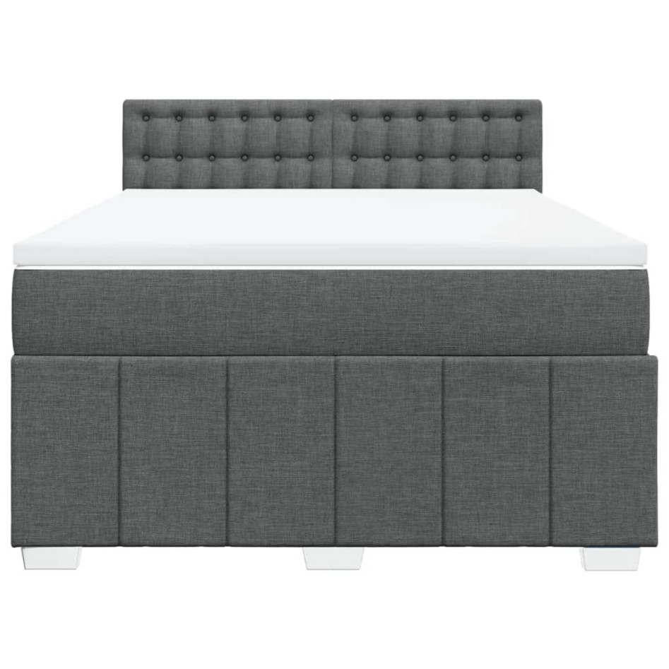 Cama box spring con colchón tela gris oscuro 160x200