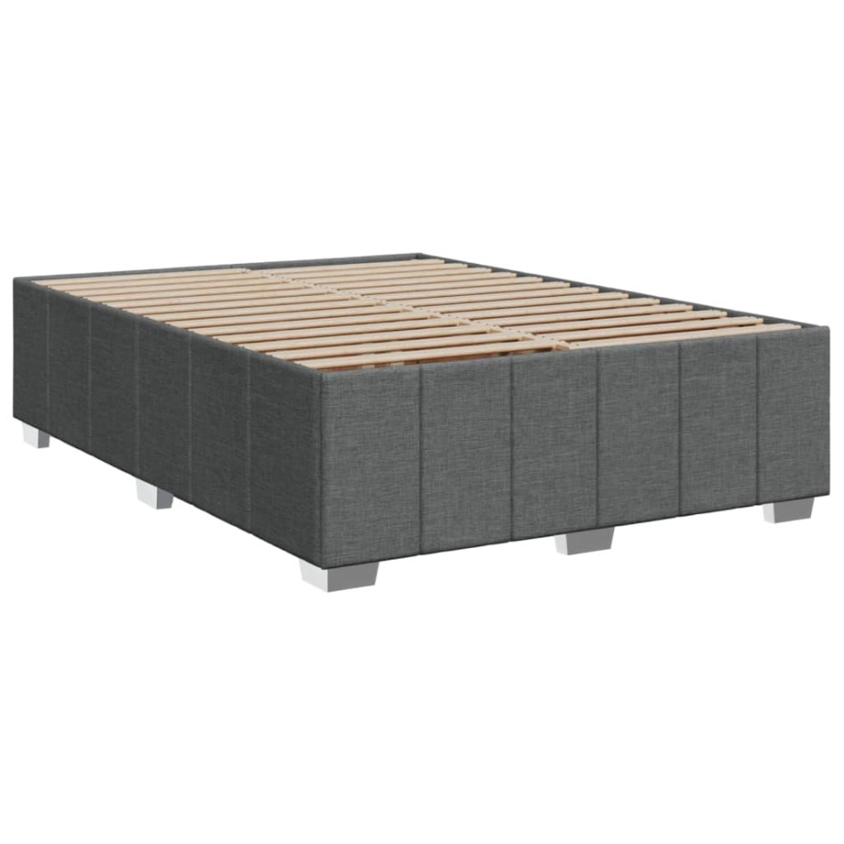 Cama box spring con colchón tela gris oscuro 160x200