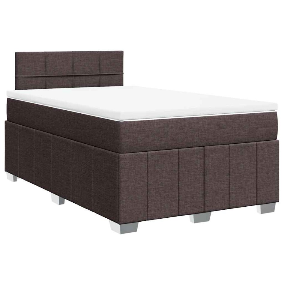 Cama box spring con colchón tela marrón oscuro 120x200