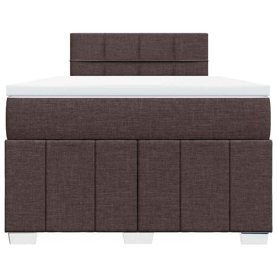 Cama box spring con colchón tela marrón oscuro 120x200