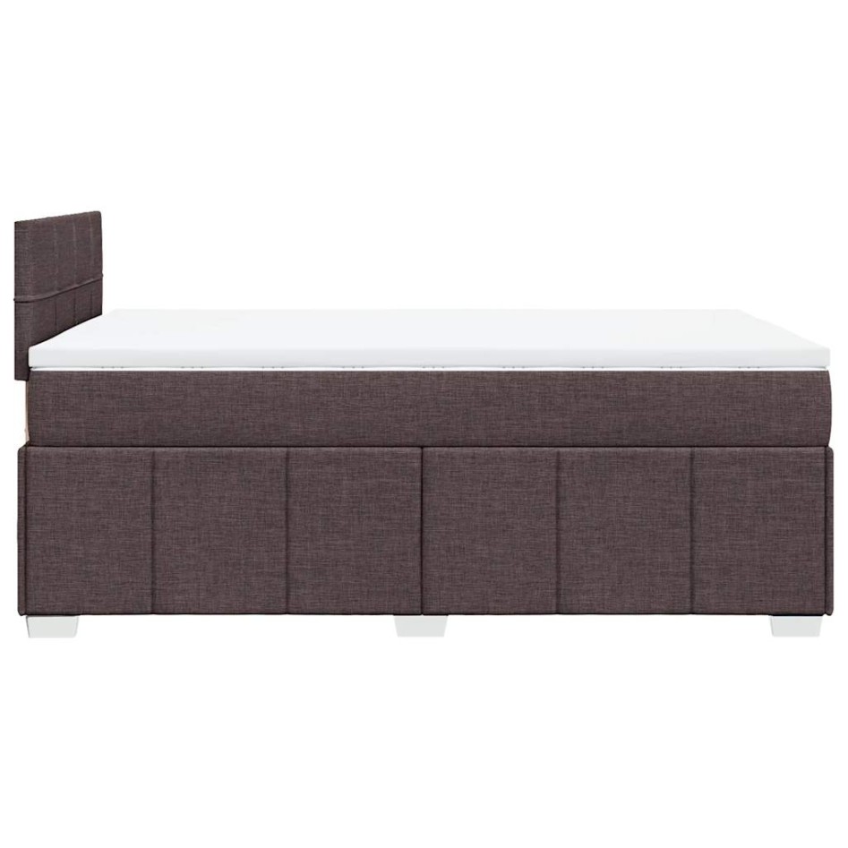 Cama box spring con colchón tela marrón oscuro 120x200