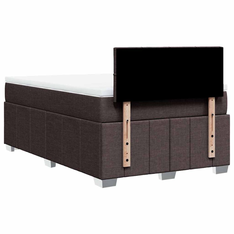 Cama box spring con colchón tela marrón oscuro 120x200