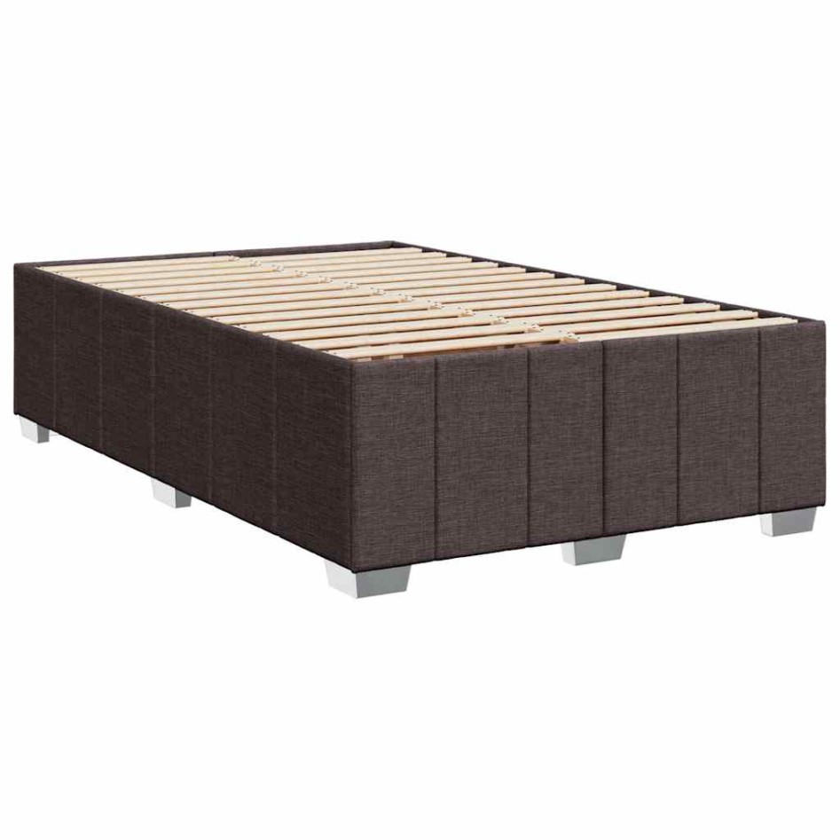 Cama box spring con colchón tela marrón oscuro 120x200
