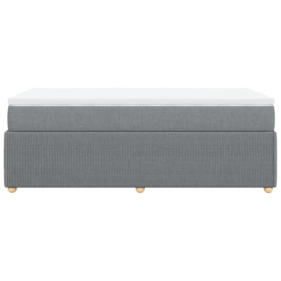 Cama box spring con colchón tela gris claro 100x200
