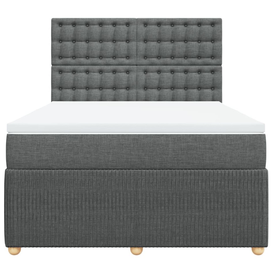 Cama box spring con colchón tela gris oscuro 140x190