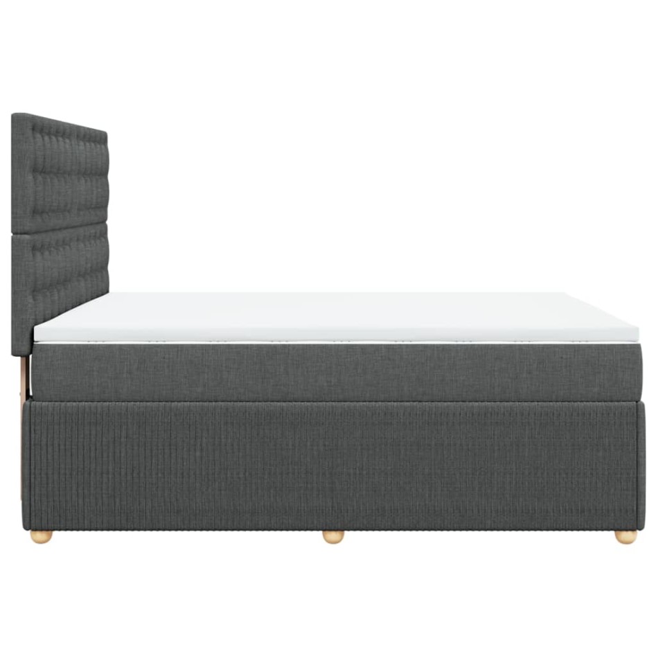 Cama box spring con colchón tela gris oscuro 140x190