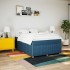Cama box spring con colchón tela azul 140x190