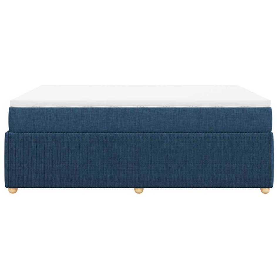 Cama box spring con colchón tela azul 140x190