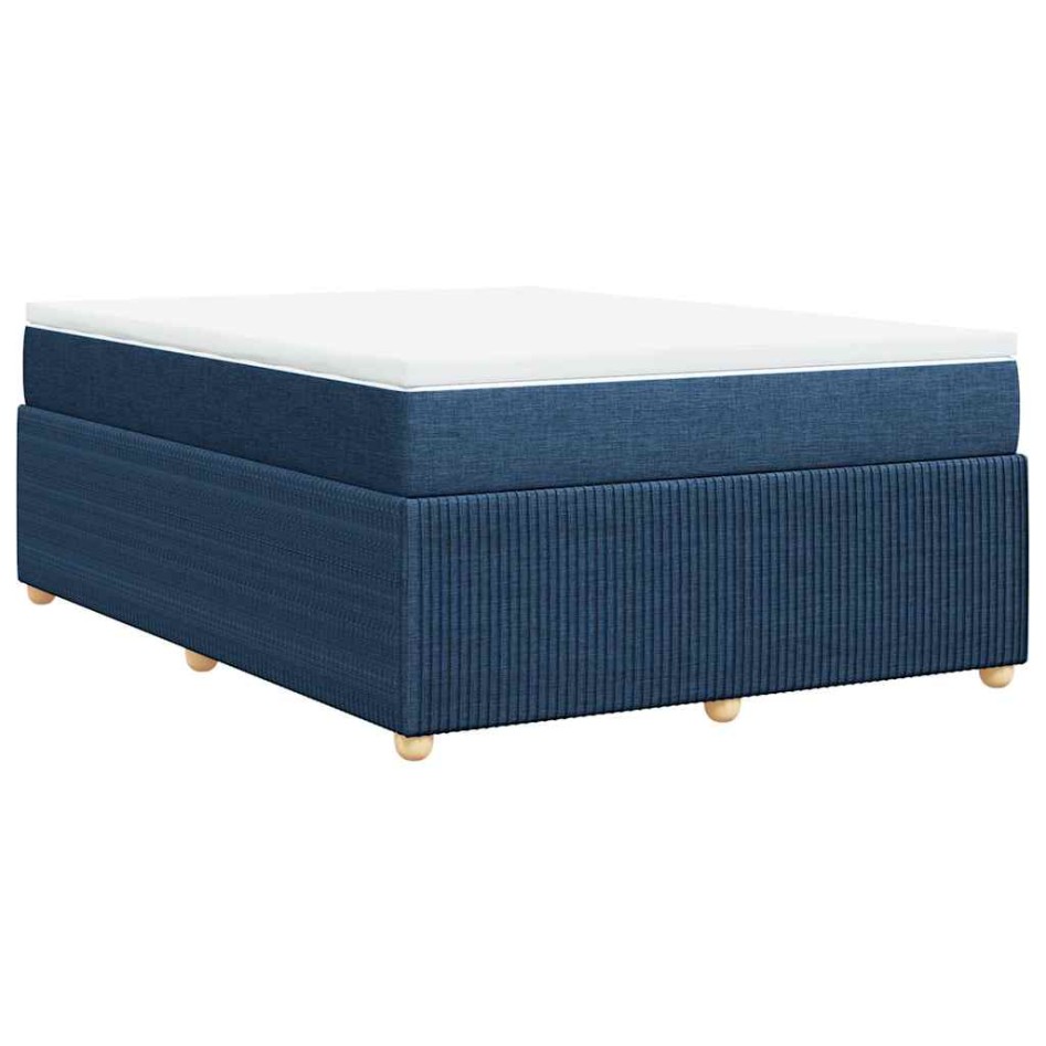 Cama box spring con colchón tela azul 140x190