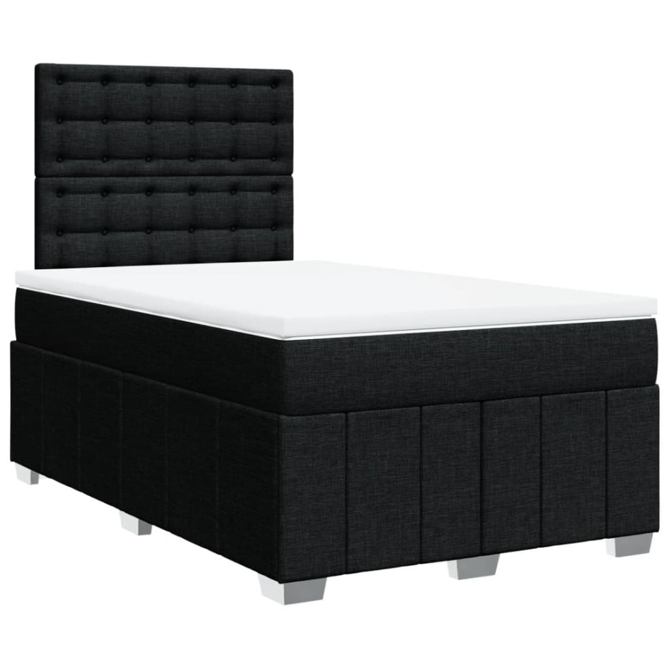 Cama box spring con colchón tela negro 120x200