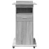 Atril con ruedas y cajón madera gris Sonoma 55x55x107