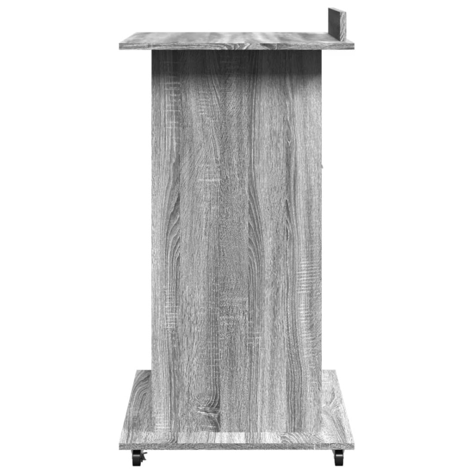 Atril con ruedas y cajón madera gris Sonoma 55x55x107