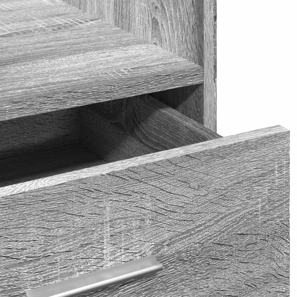 Atril con ruedas y cajón madera gris Sonoma 55x55x107