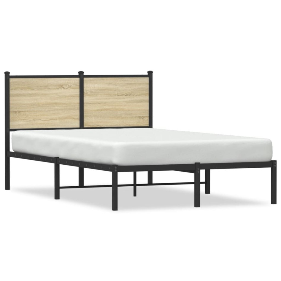 Estructura de cama sin colchón metal roble Sonoma 120x200