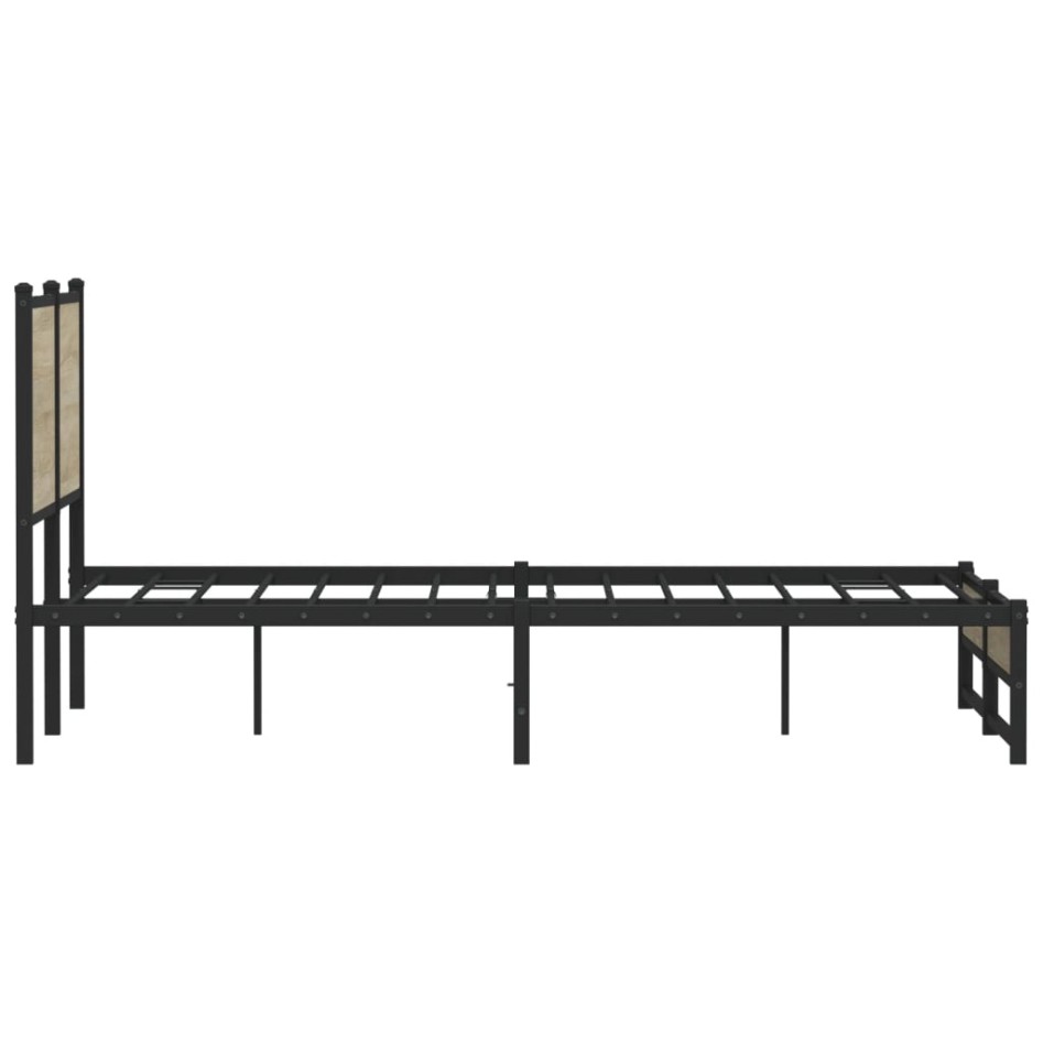 Estructura de cama sin colchón metal roble Sonoma 140x190
