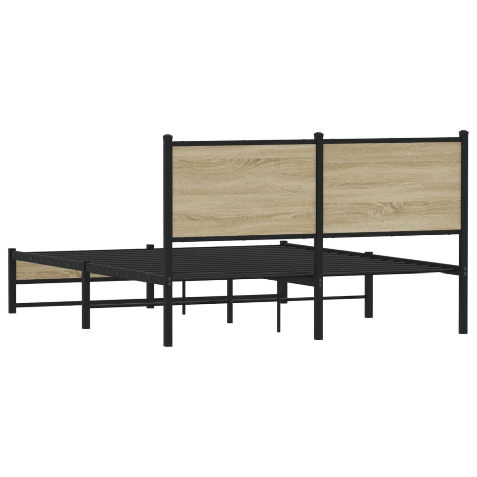 Estructura de cama sin colchón metal roble Sonoma 140x190
