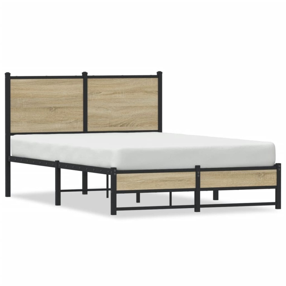 Estructura de cama sin colchón metal roble Sonoma 120x200