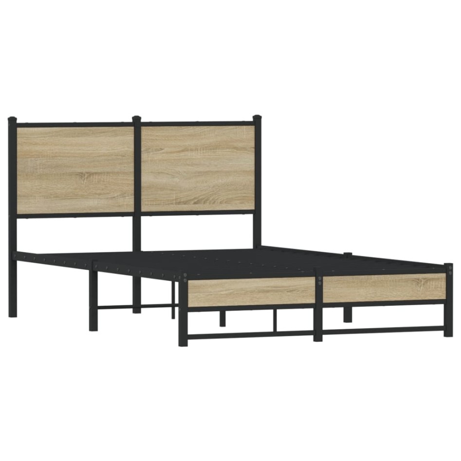 Estructura de cama sin colchón metal roble Sonoma 120x200