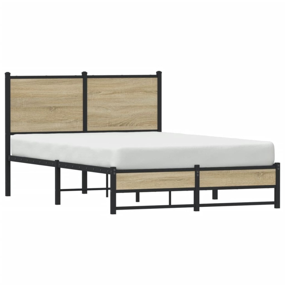 Estructura de cama sin colchón metal roble Sonoma 120x200