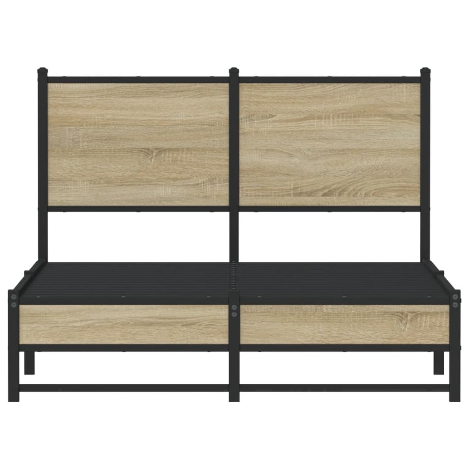 Estructura de cama sin colchón metal roble Sonoma 120x200