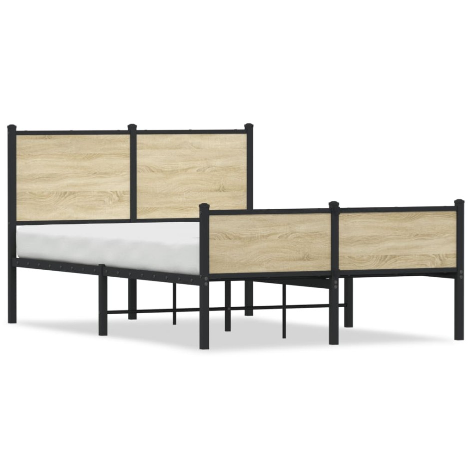 Estructura de cama sin colchón metal roble Sonoma 120x190